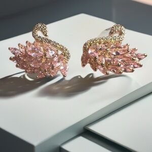 Elegant Pink Swan Earrings